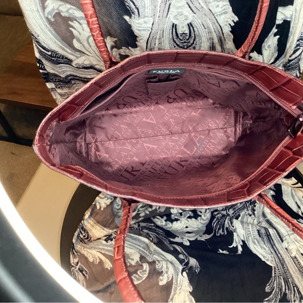 Furla Red Crocodile-Embossed Tote Bag - Picture 12 of 12